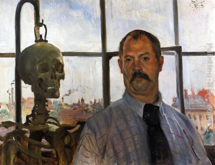 Lovis Corinth Self Portrait with Skeleton